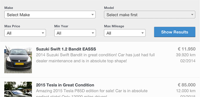 Filterable Car Listings