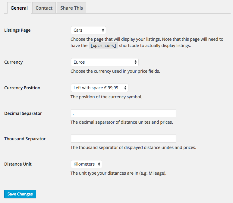 Set the correct unit types in your settings page