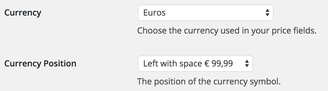 You can set the currencies via the plugin settings